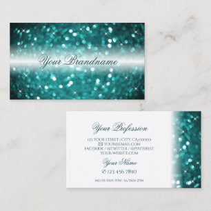 Carte De Visite Parties scintillant flamboyante blanche et Turquoi