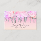 Carte De Visite Parties scintillant fleurie violet élégant gouttes (Devant)