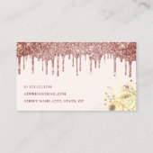 Carte De Visite Parties scintillant florale rose élégant gouttes m (Dos)