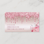 Carte De Visite Parties scintillant florale rose élégant gouttes m (Dos)