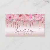 Carte De Visite Parties scintillant florale rose élégant gouttes m (Devant)