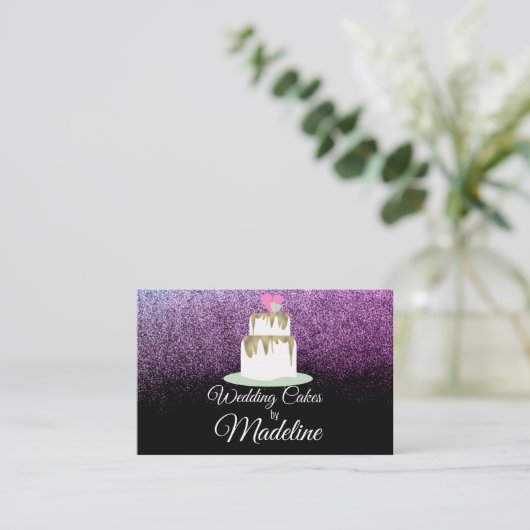Carte De Visite Parties scintillant Foil Mariage Gâteau Niveau Bou (Debout devant)