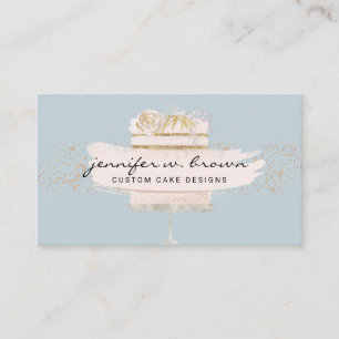 Carte De Visite Parties scintillant gâteau Floral Blush Blue