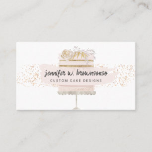 Carte De Visite Parties scintillant Gâteau Floral Boulangerie Pâti