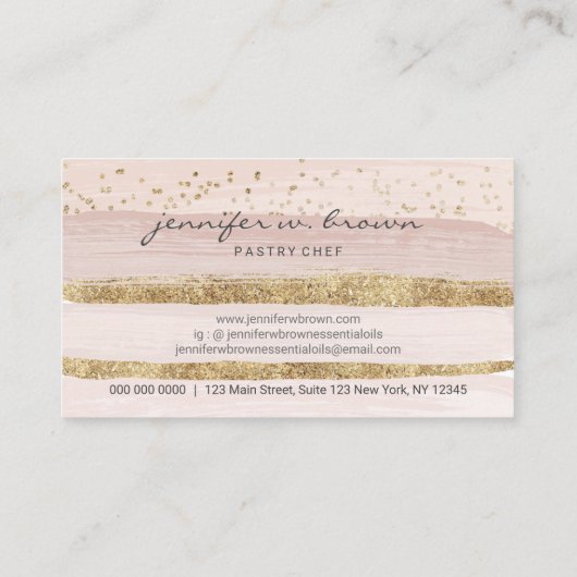 Carte De Visite Parties scintillant Gâteau rose Flore Boulangerie (Dos)