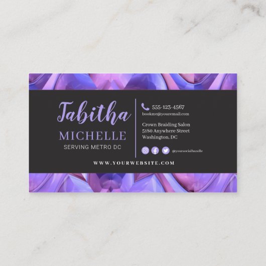 Carte De Visite Parties scintillant Glam Abstrait moderne Braiding (Dos)