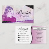 Carte De Visite Parties scintillant Glam Moderne Hair Braiing Salo (Devant / Derrière)