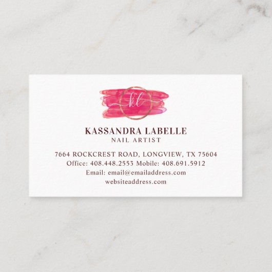 Carte De Visite Parties scintillant Glam Nail Art Manicure Salon C (Dos)