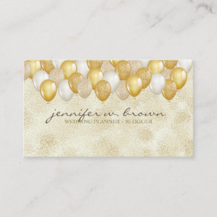 Carte De Visite Parties scintillant Gold Balloon Jaune Mariage fêt