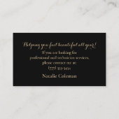 Carte De Visite Parties scintillant Gold & Black Nail Technicien C (Dos)