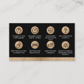 Carte De Visite Parties scintillant Gold Botox Instruction de remp (Dos)