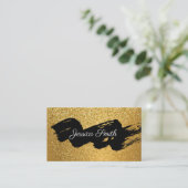 Carte De Visite Parties scintillant Gold Confetti | Noir brossé (Debout devant)