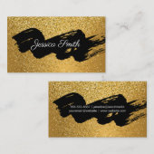 Carte De Visite Parties scintillant Gold Confetti | Noir brossé (Devant / Derrière)