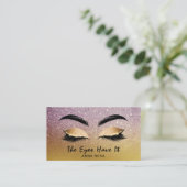 Carte De Visite *~* Parties scintillant Gold de l'aubergine Lashes (Debout devant)