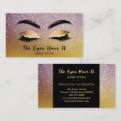 Carte De Visite *~* Parties scintillant Gold de l'aubergine Lashes (Devant / Derrière)