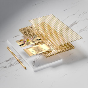 Carte De Visite Parties scintillant Gold Drift Nail Manicure Flora