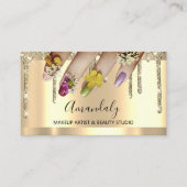 Carte De Visite Parties scintillant Gold Drives Nail Manicure Flor (Devant)