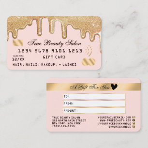 Carte De Visite Parties scintillant Gold Drives Pink Crédit Certif
