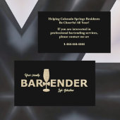 Carte De Visite Parties scintillant Gold et Black Event Bartender