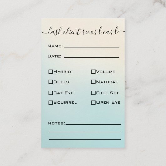 Carte De Visite Parties scintillant Gold Eyelash Extension Client  (Dos)