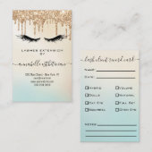 Carte De Visite Parties scintillant Gold Eyelash Extension Client  (Devant / Derrière)