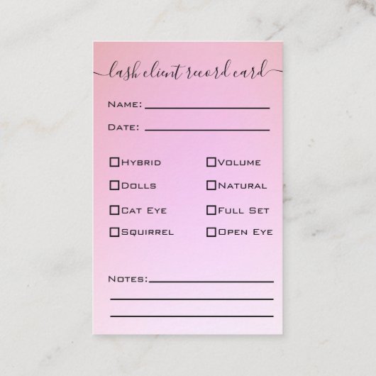 Carte De Visite Parties scintillant Gold Eyelash Extension Client  (Dos)