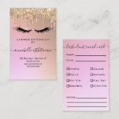 Carte De Visite Parties scintillant Gold Eyelash Extension Client  (Devant / Derrière)