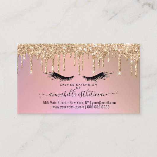 Carte De Visite Parties scintillant Gold Eyelash Extension Rendez- (Devant)