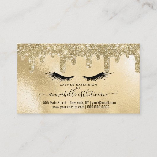 Carte De Visite Parties scintillant Gold Eyelash Extension Rendez- (Devant)