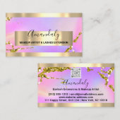 Carte De Visite Parties scintillant Gold Frame Event Planner QR Co (Devant / Derrière)