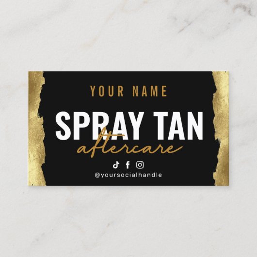Carte De Visite Parties scintillant Gold Spray Tan Instruction car (Devant)