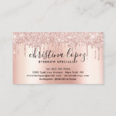 Carte De Visite Parties scintillant gouttes rose or métal élégant  (Dos)