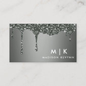 Carte De Visite Parties scintillant gris argenté (Devant)