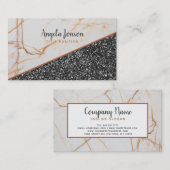 Carte De Visite Parties scintillant Gris Foncé Et Pierre De Marbre (Devant / Derrière)
