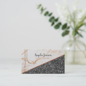 Carte De Visite Parties scintillant Gris Foncé Et Pierre De Marbre (Debout devant)