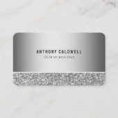 Carte De Visite Parties scintillant grise et métal gris (Devant)