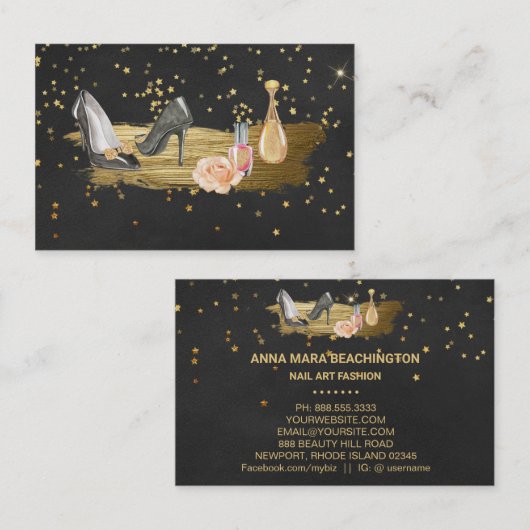 Carte De Visite *~* Parties scintillant Heures Clou Polonais Parfu (Devant / Derrière)