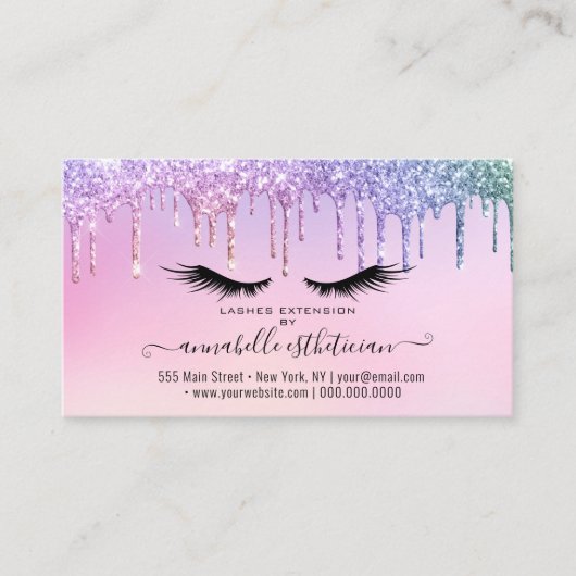 Carte De Visite Parties scintillant Holographe Eyelash Extension R (Devant)
