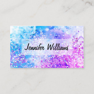 Carte De Visite Parties scintillant Holographique Aquarelle Élégan