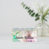 Carte De Visite Parties scintillant holographique Aquarelle Marbre (Debout devant)