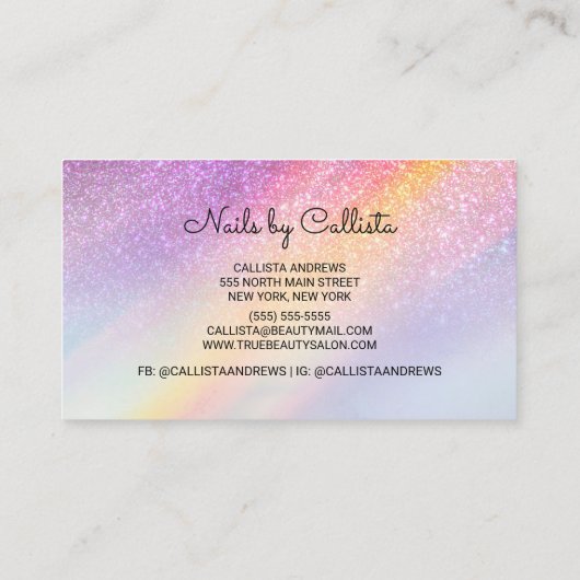 Carte De Visite Parties scintillant Holographique Arc-en-ciel Ombr (Dos)