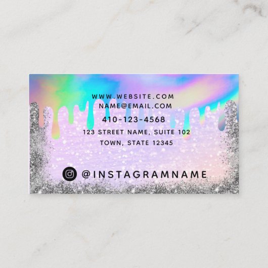 Carte De Visite Parties scintillant holographique branchée (Dos)