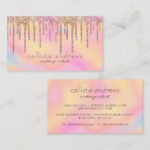 Carte De Visite Parties scintillant holographique Drives Arc-en-ci (Devant / Derrière)