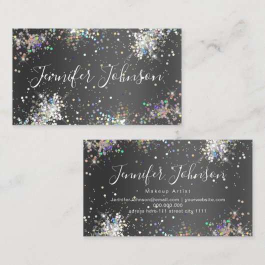 Carte De Visite Parties scintillant holographique maquillage Artis (Devant / Derrière)