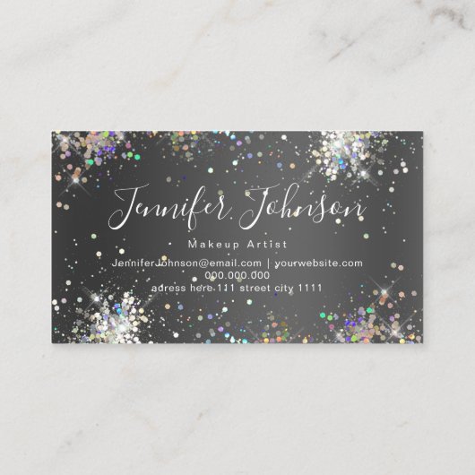 Carte De Visite Parties scintillant holographique maquillage Artis (Dos)