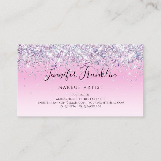 Carte De Visite Parties scintillant holographique maquillage Artis (Dos)