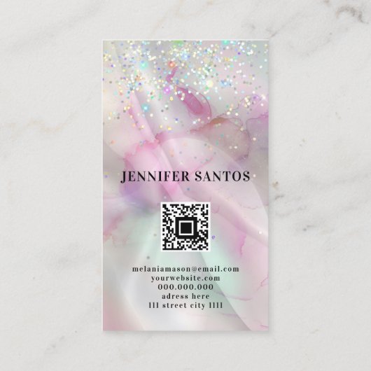 Carte De Visite Parties scintillant Holographique marbrée Lèvres Q (Dos)