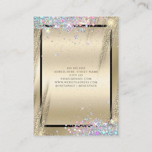 Carte De Visite Parties scintillant Holographique moderne Beauté o (Dos)