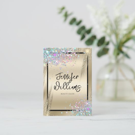 Carte De Visite Parties scintillant Holographique moderne Beauté o (Debout devant)