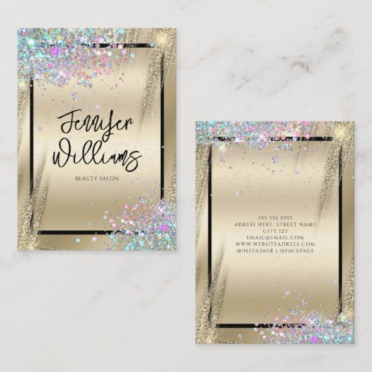 Carte De Visite Parties scintillant Holographique moderne Beauté o (Devant / Derrière)